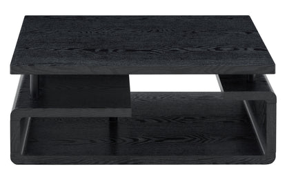 Three-Tier MDF Coffee Table with Black Wood Grain Finish, Modern Multi-Layer Storage Coffee Table Sturdy Frame for Living Room Office image 11
