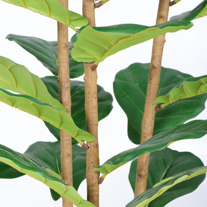 5.2FT Artificial Fiddle Leaf Fig Tree With Decorative White Pot, Real Touch Fake Indoor Plant for Home Office Living Room Corner Decoration, 1pc/set image 10