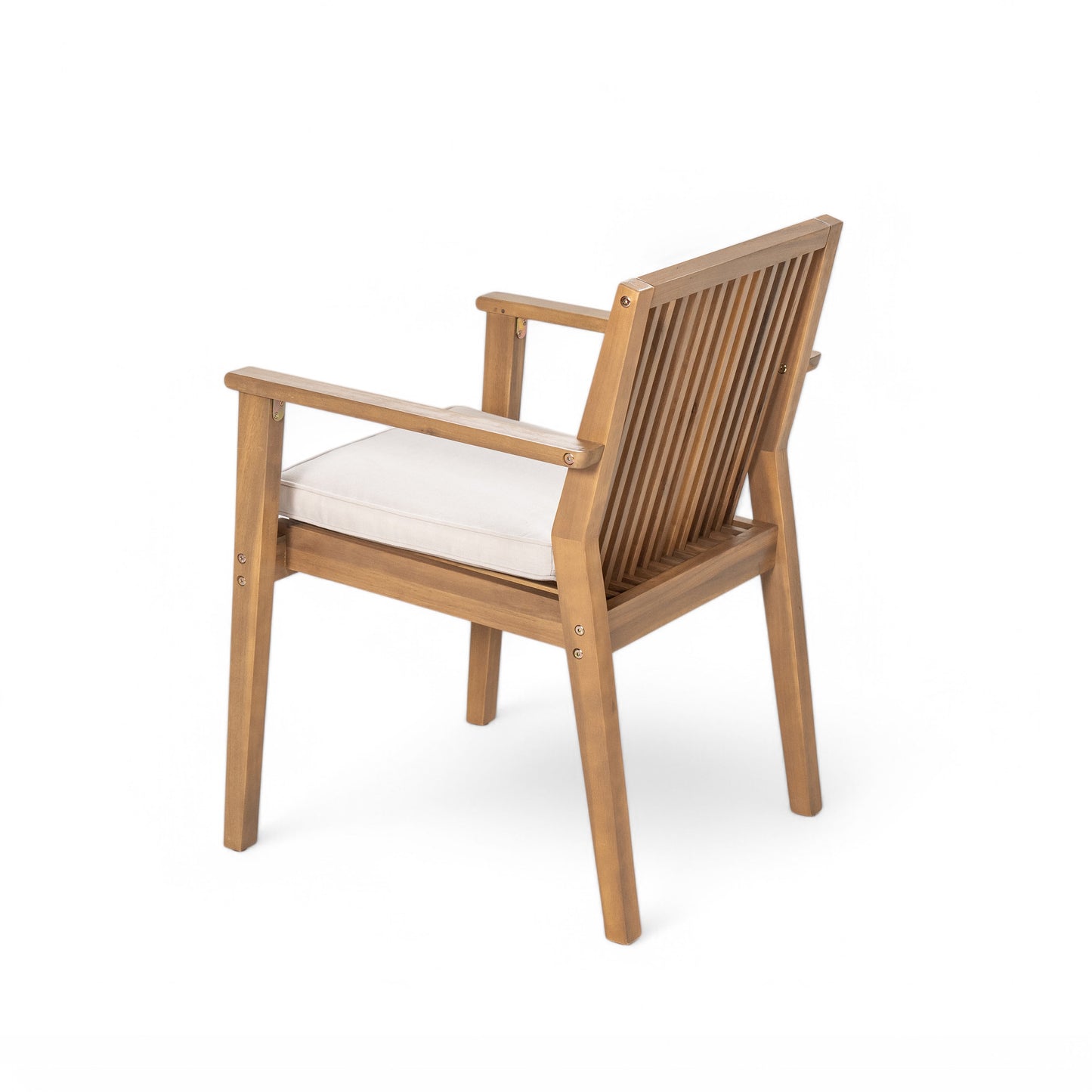 Patio Dining Chair Set of 2 - Sturdy Acacia Wood, Comfortable Waterproof Seating, 400 lbs Capacity, Brown Color Frame image 10