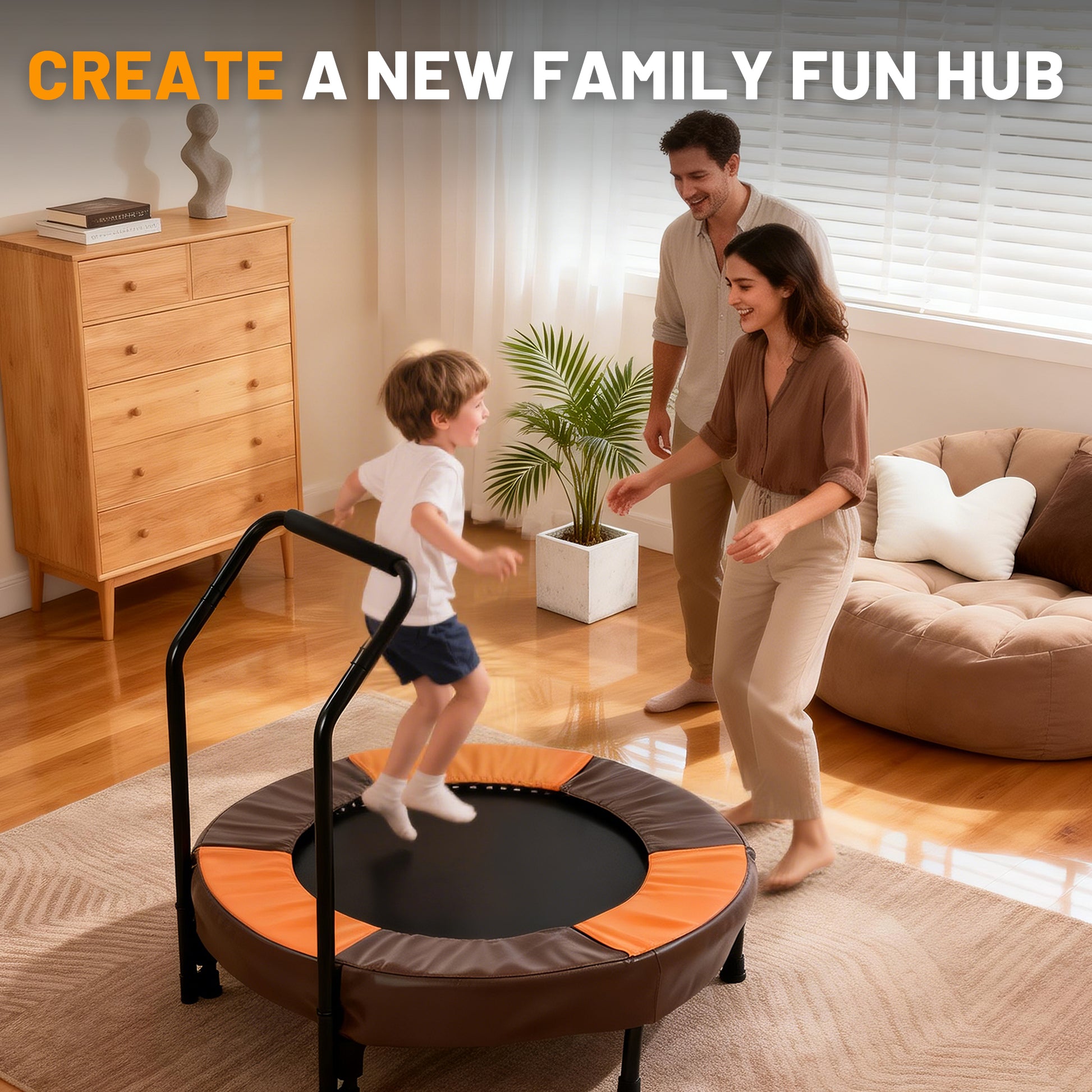 36 Inch Foldable Mini Trampoline, Indoor and Outdoor Rebounder for Kids,Toddler Trampoline Easy to Assemble, with Foam Handle and Safe Thickened Cover, Birthday Gift for Boys & Girlsfor Ages 1-6 image 9