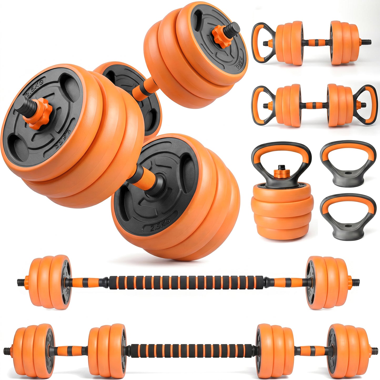 66LB Adjustable Dumbbell Set, 4-in-1 Convertible Weights, Dumbbells, Barbell, Kettlebells for Home Gym Workouts image 1