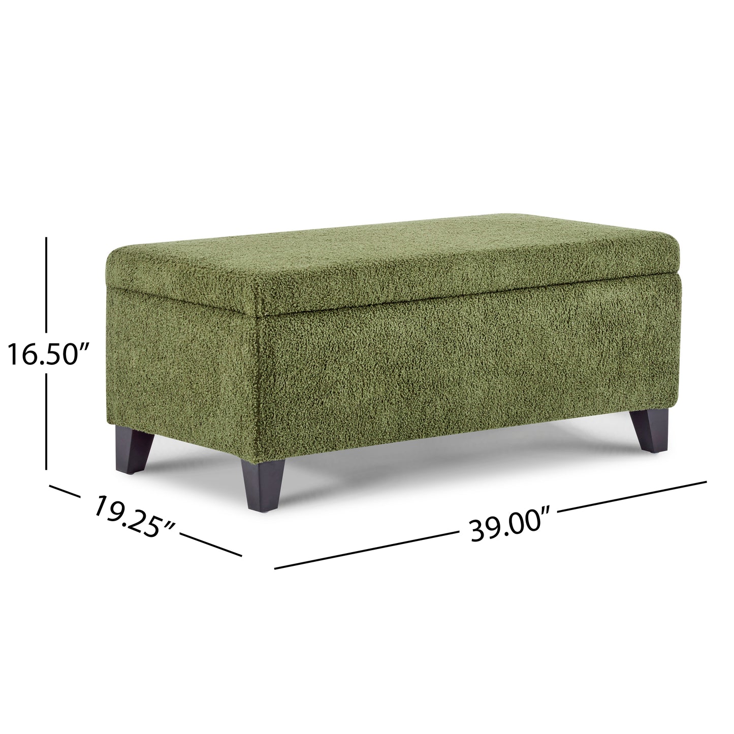Storage Ottoman with Flip-Top Lid, Easy Assembly, Boucle Fabric & Rubber Wood Legs, Retro Green image 4
