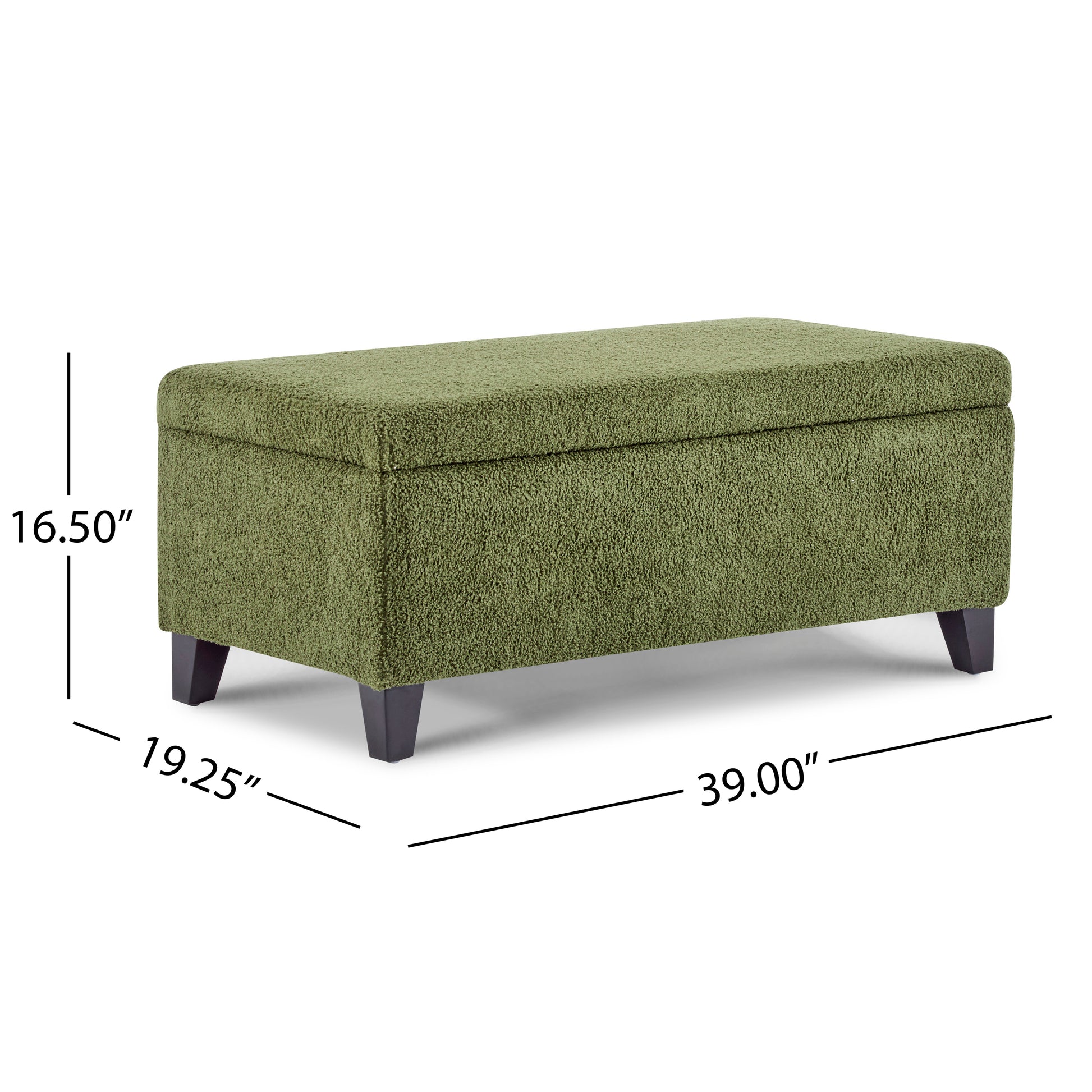 Storage Ottoman with Flip-Top Lid, Easy Assembly, Boucle Fabric & Rubber Wood Legs, Retro Green image 4
