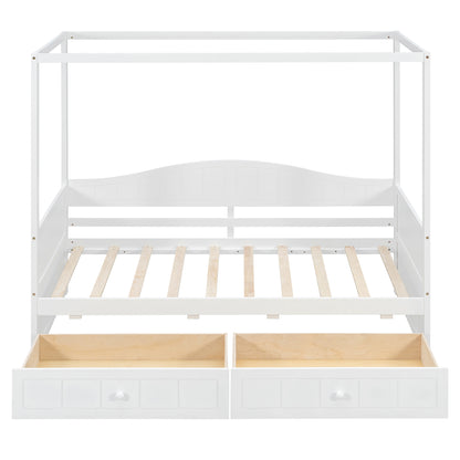 Twin Size Canopy Day Bed with 2 Drawers, White(Old SKU: N708P373435K) image 5
