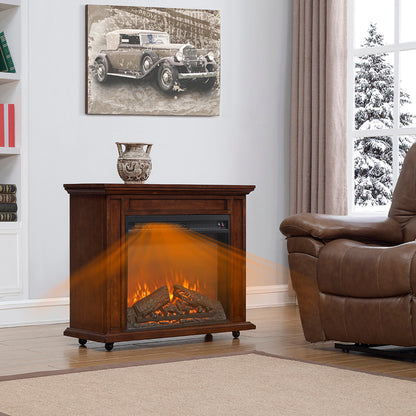 23 inch electric fireplace insert heater with log set & realistic flame, overheating protection without control image 7