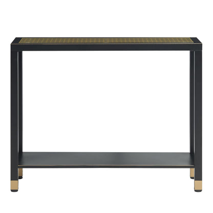 Glass Entryway Table, 2-Tier Entry Way Console Entrance Table, 41"L Narrow Sofa Table with Shelves, Ideal for Hallway, Entryway, Living Room, Foyer, Corridor, and Office (Gold & Black) image 6
