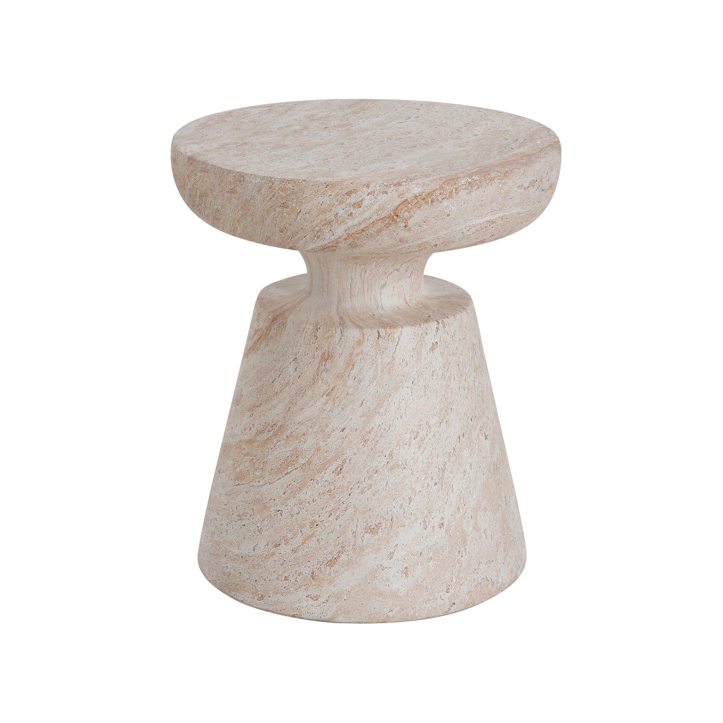 Outdoor/Indoor Lightweight Concrete Side Table,Travertine Finish image 2