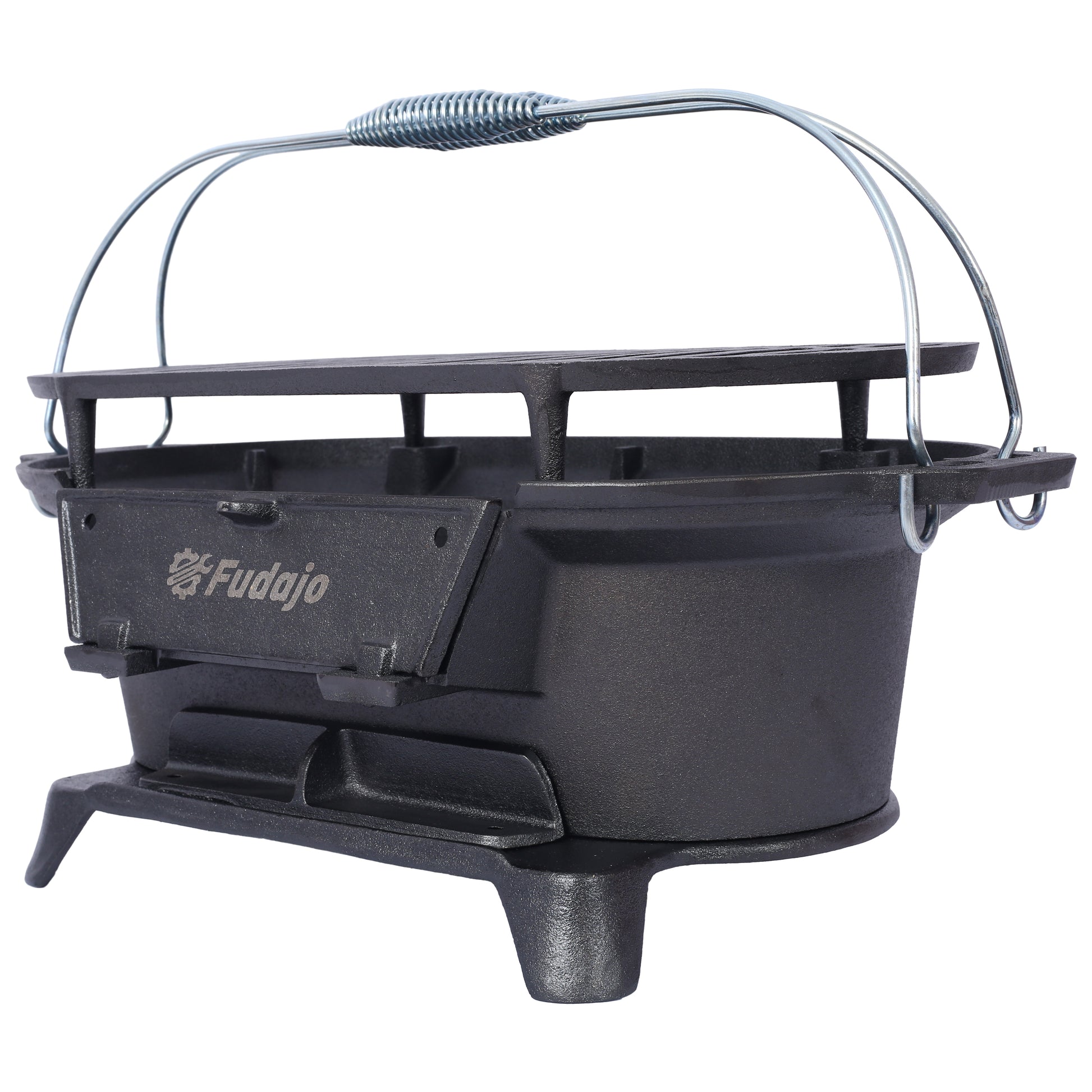 Oval Cast Iron Grill Outdoor, Portable Charcoal Grill and Tabletop Cast Iron Skillet - 100% Cast Iron, Durable, Small Charcoal Grill, Camping Stove, Hibachi Grill image 6