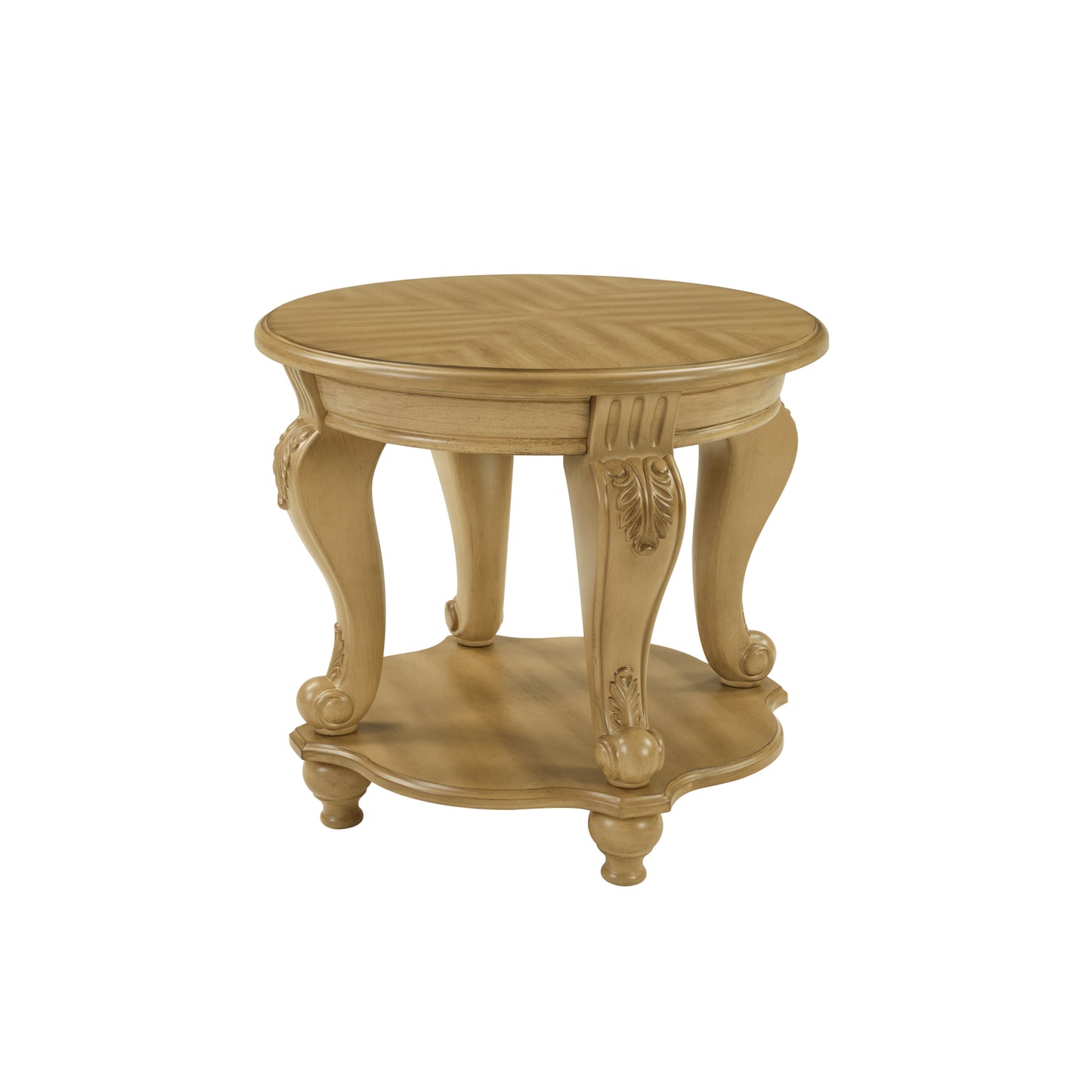 22'' Two Tone Round End Table,Solid Wood Sofa Side Table with Shelf,Living Room Corner Table Easy Assemble, Antique Natural image 12