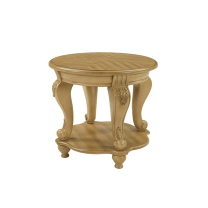 22'' Two Tone Round End Table,Solid Wood Sofa Side Table with Shelf,Living Room Corner Table Easy Assemble, Antique Natural image 12