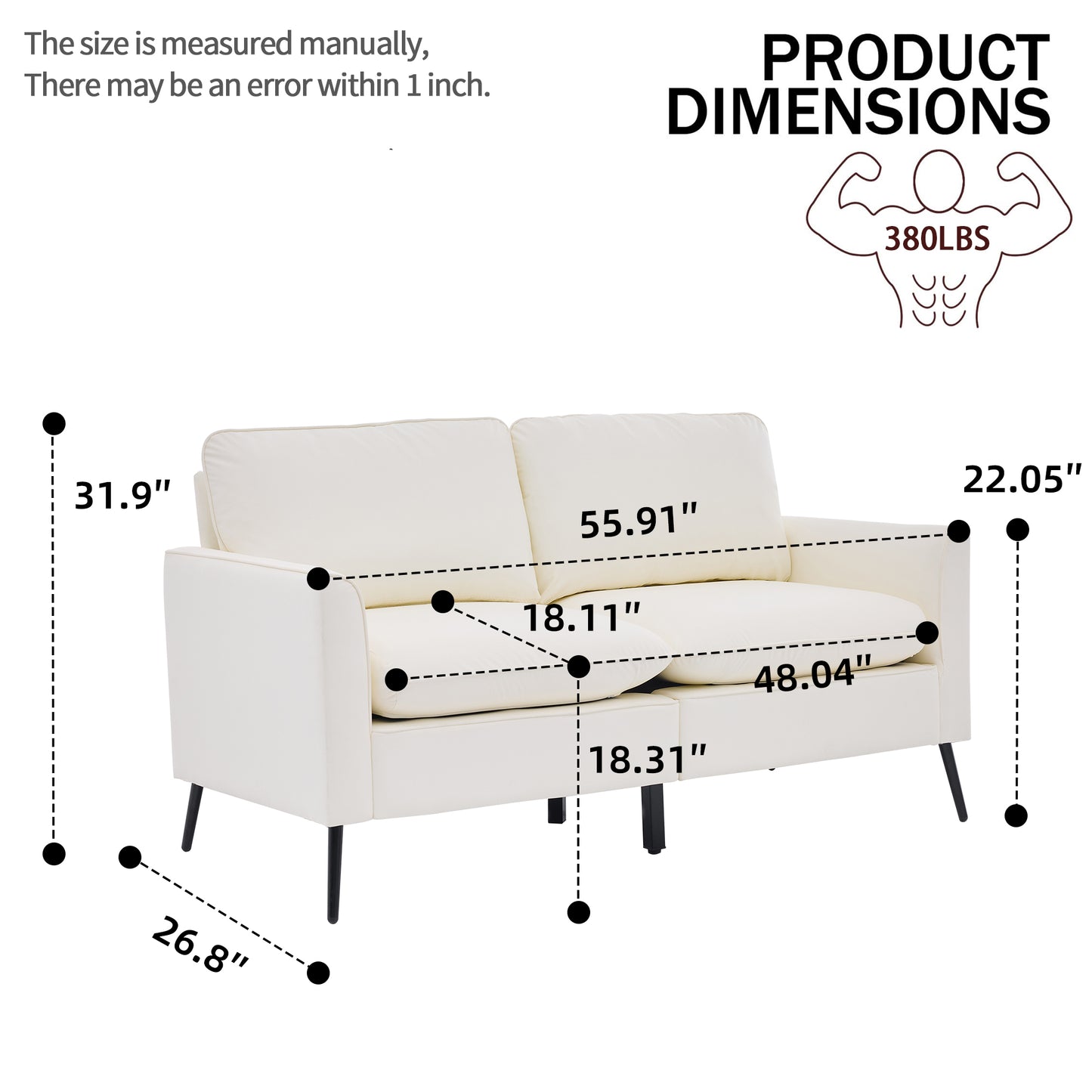 TS Cat paw leather upholstered sofa loveseat,Nordic retro light luxury living room balcony bedroom single casual sofa chair Double sofa + two pack combination(Cream White) image 5