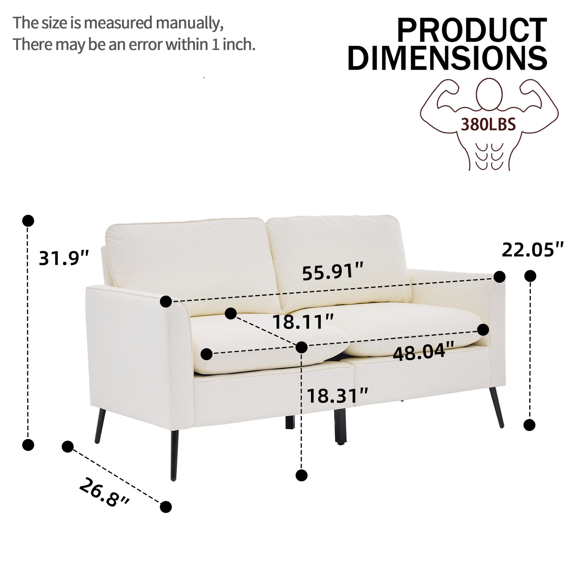 TS Cat paw leather upholstered sofa loveseat,Nordic retro light luxury living room balcony bedroom single casual sofa chair Double sofa + two pack combination(Cream White) image 5