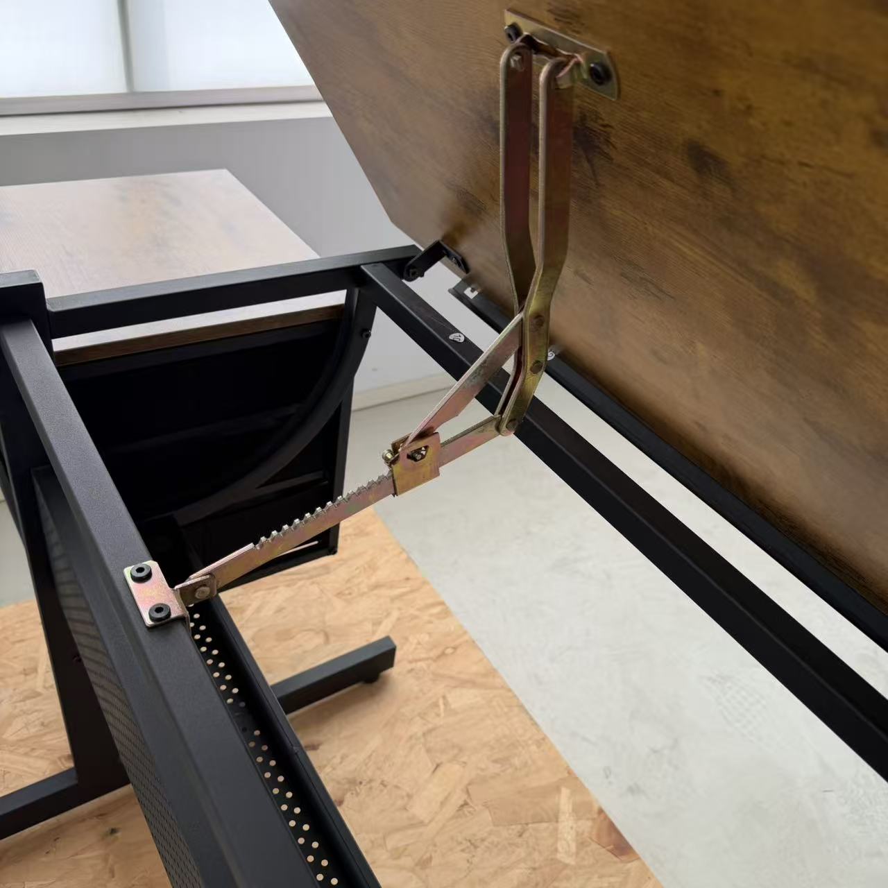 Black drafting drawing table with stool and 3 drawers image 4