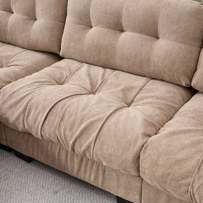 Modular Sectional Sofa,Cloud Couch, L Shaped Couch with Movable Ottoman, Modern Deep Seat Couches for Living Room, Oversized 3-Seater Sofa Comfy advanced flannelette Sofas for Bedroom,5 Pillows image 4