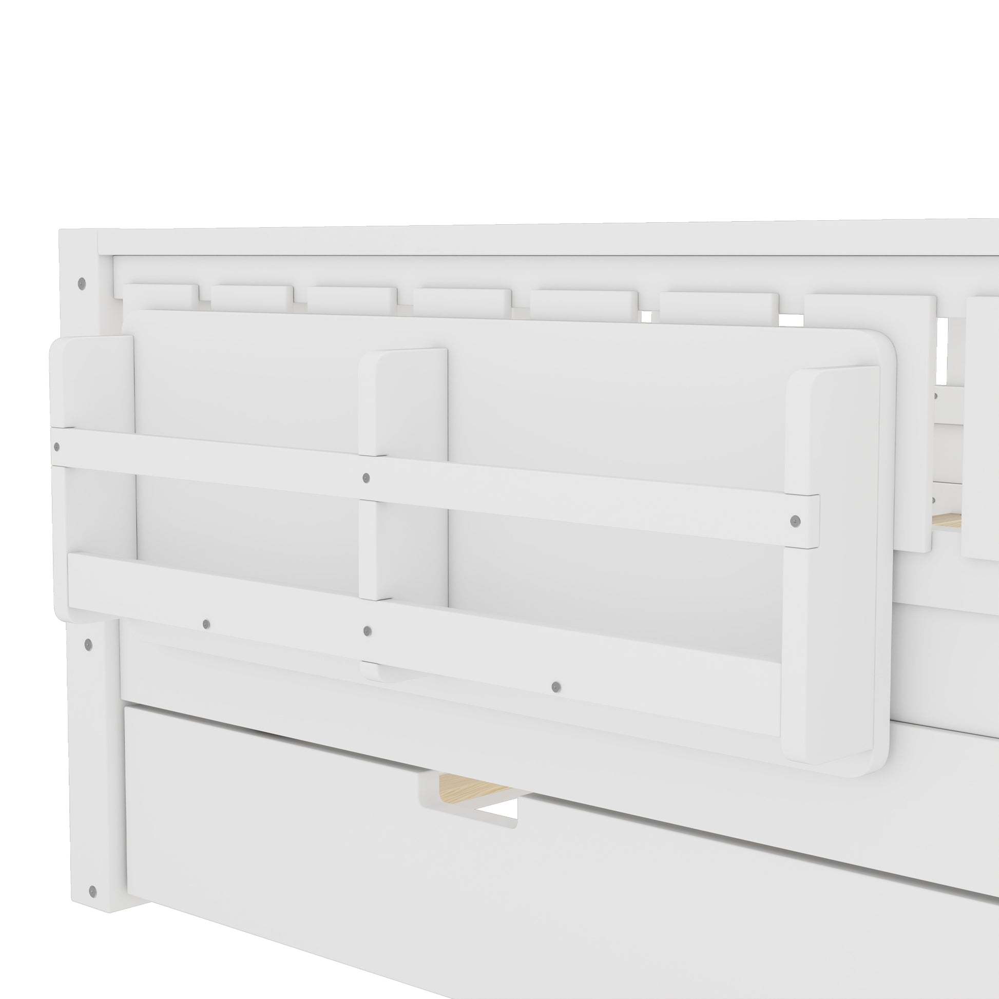Full with built-in bookshelves and small staircase, high-quality safety rails, and Trundle,White image 10