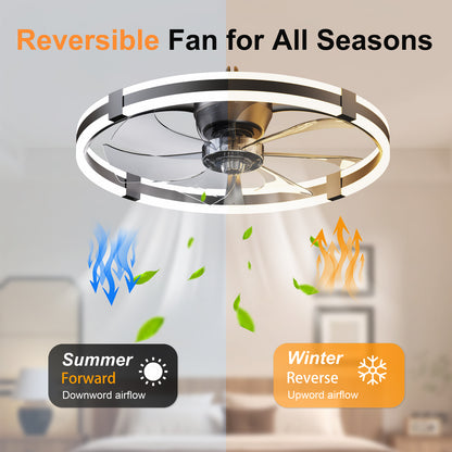 23.6'' LED Ceiling Fan Light Remote DC Motor Aluminum Body 6-Speed Infinite Dimming LED fan light for bedroom living room image 3