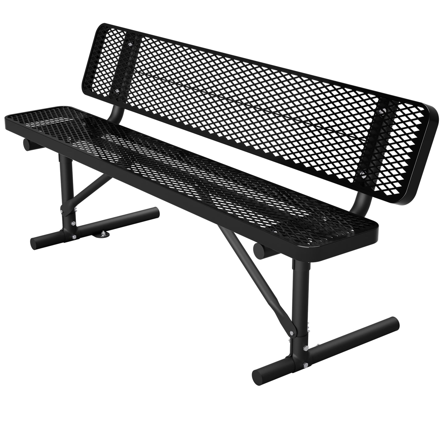 72" Heavy Duty Metal Picnic Bench for 3-4 Adults, Outdoor Dining Table with 882LBS Capacity, Galvanized Steel Rustproof Frame, Diamond Mesh Top – For Garden, Patio, Park, School, Commercial image 11
