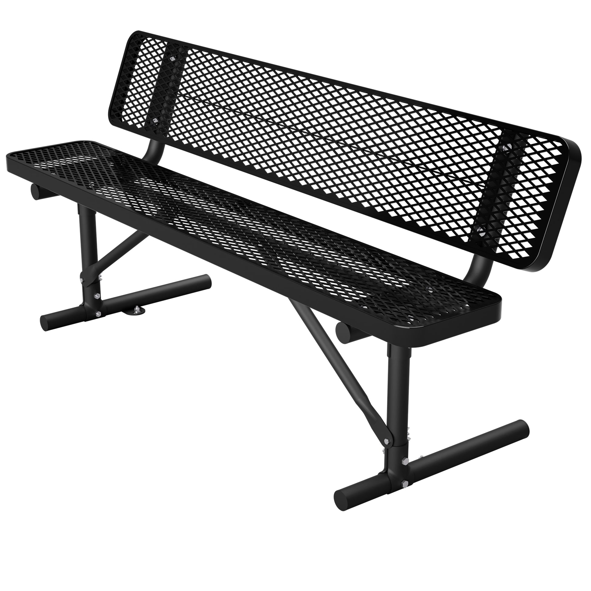 72" Heavy Duty Metal Picnic Bench for 3-4 Adults, Outdoor Dining Table with 882LBS Capacity, Galvanized Steel Rustproof Frame, Diamond Mesh Top – For Garden, Patio, Park, School, Commercial image 11