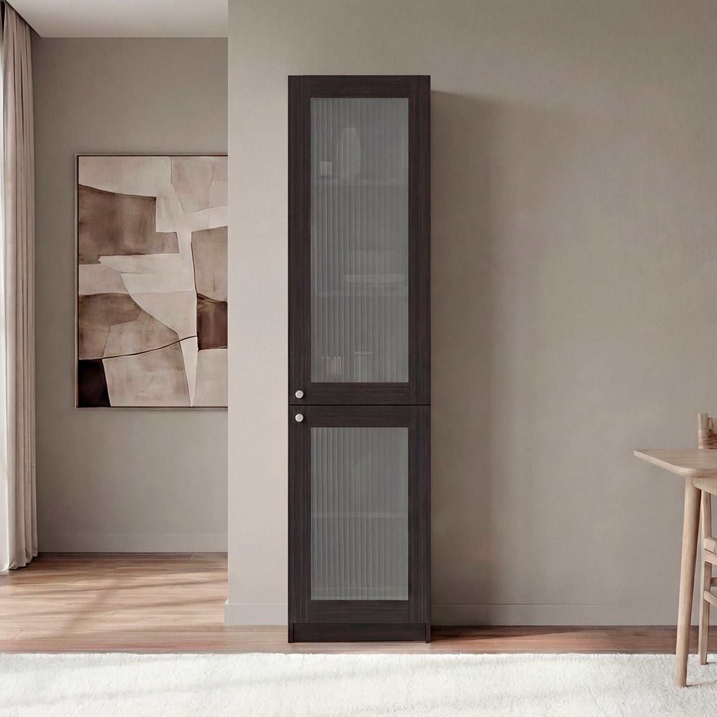 Surry Tall Bookcase 71" H with 2 Fluted Panel Doors and Five Interior Shelves, Black Wengue image 1