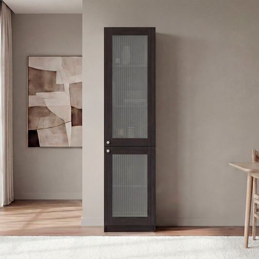 Surry Tall Bookcase 71" H with fluted panel doors in Black Wengue - front view