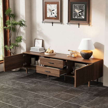 70inch Modern TV Stand for TVs up to 80 inches for Living Room, Media Entertainment Center with Ample Storage & Solid-Wood Legs image 4