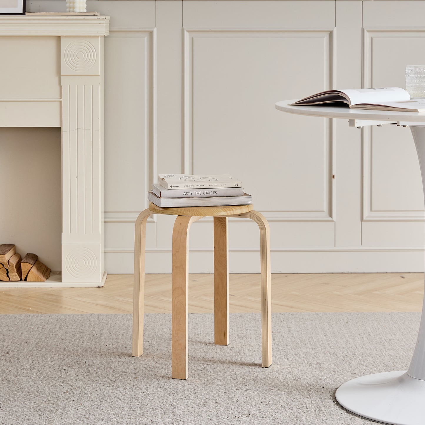 Set of 4 Stackable Stools, Stackable Bentwood Stools, Round Backless Chairs for Dining Room, Kitchen, Classroom image 4