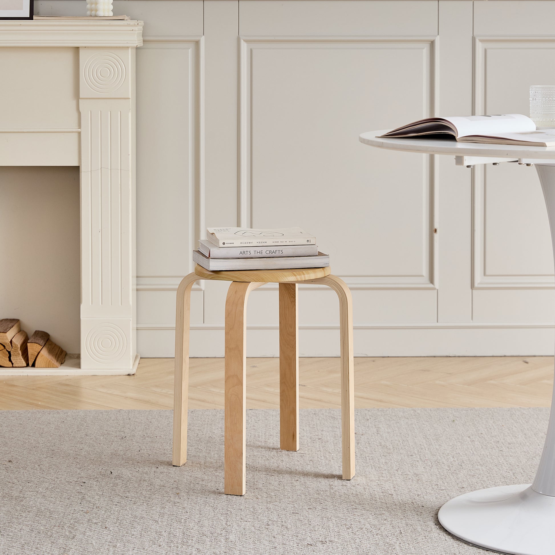 Set of 4 Stackable Stools, Stackable Bentwood Stools, Round Backless Chairs for Dining Room, Kitchen, Classroom image 4
