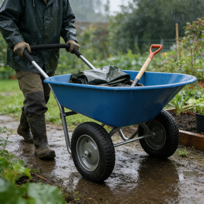 wheel barrow Two wheeled trolley for blue garden 15 inch pneumatic wheel WB189BL image 10