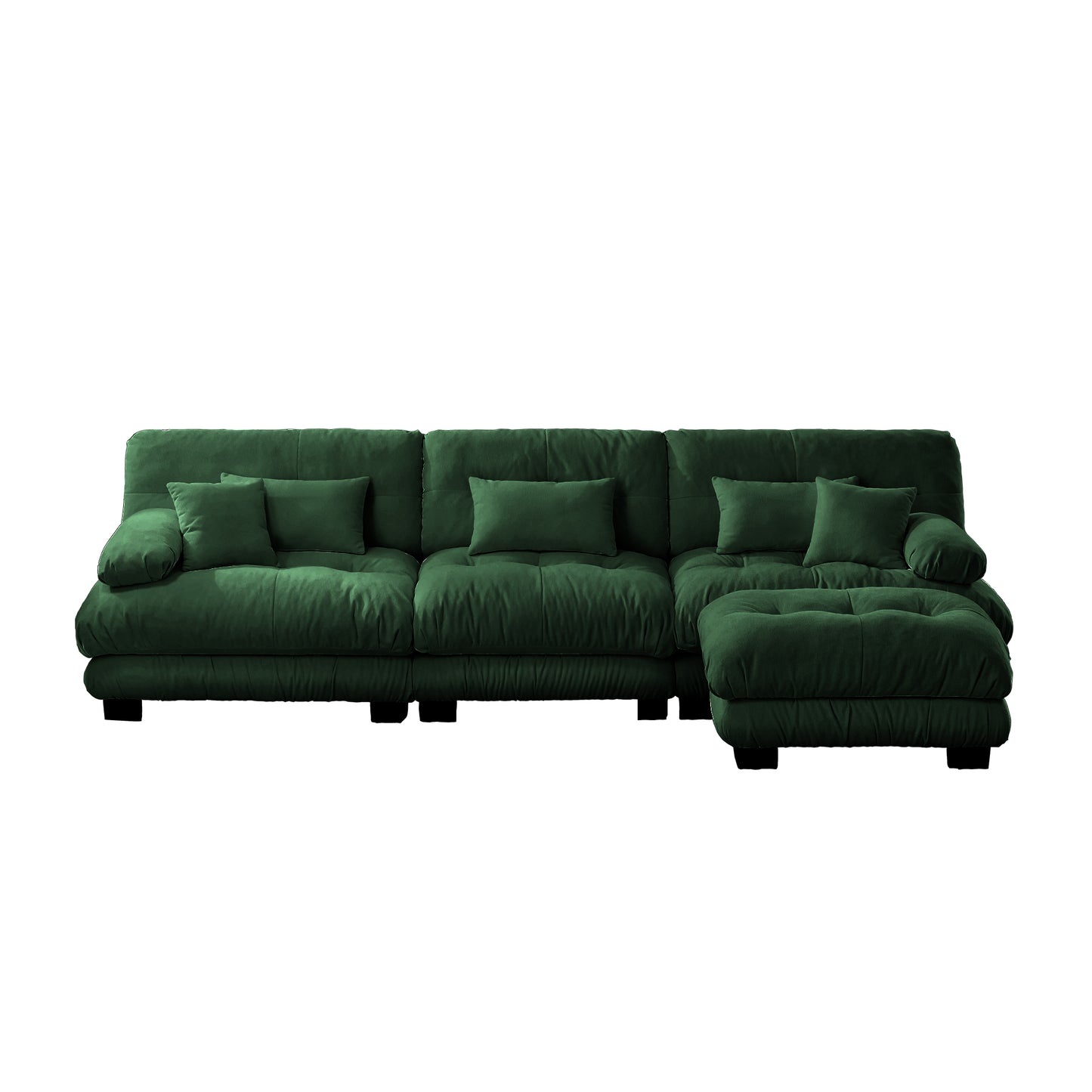 Luxury Modular Sectional Sofa Couch,Oversized L Shaped Cloud Couch for Living Room,Deep Seat Sofa Couch with Convertible Ottoman,Chenille Green image 11