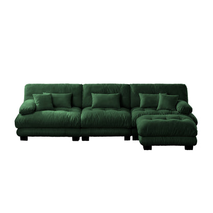 Luxury Modular Sectional Sofa Couch,Oversized L Shaped Cloud Couch for Living Room,Deep Seat Sofa Couch with Convertible Ottoman,Chenille Green image 11