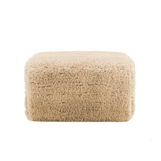 Aviana Ottoman Plush Fabric Light Khaki front view