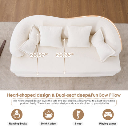 (Old Sku: W2231P392100) 2-in-1 Foldable Sofa Bed,70 Inch Folding Boneless Couch Convertible Compressed Sleeper Sofabed, 4 Pillows for Living Room Apartment, Milk White image 4