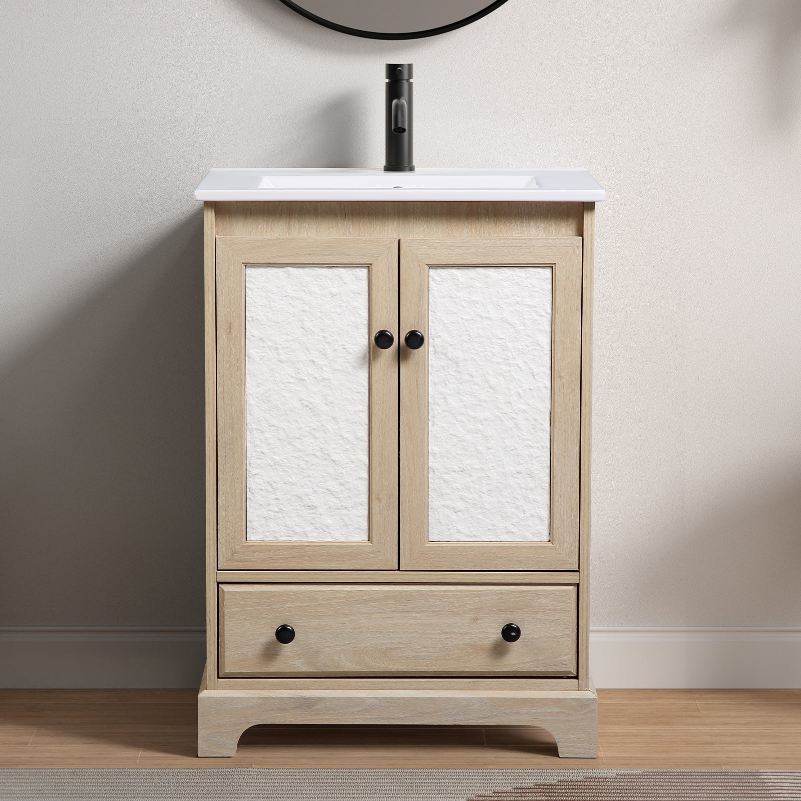 Bathroom Vanity Sink Base Wooden Material Ready-to-Assemble Bathroom Cabinet 24" Width without sink image 1