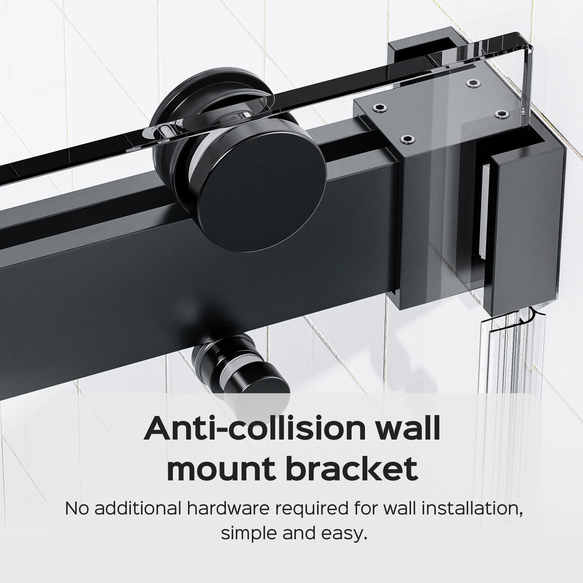 For 56-60 inches *76 inches Frameless Double Sliding Shower Door in Matte Black, 3/8 inches (10mm) Thick SGCC Tempered Glass Door, Reversible Installation, No Soft-Close image 6