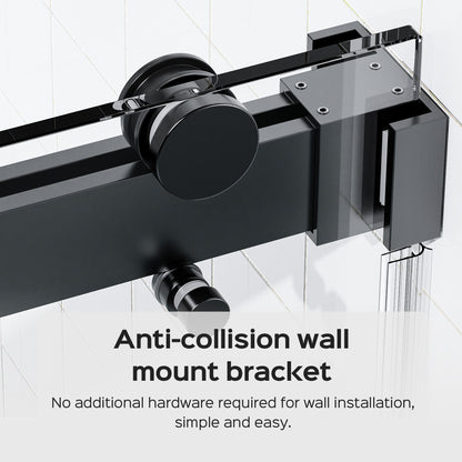 For 56-60 inches *76 inches Frameless Double Sliding Shower Door in Matte Black, 3/8 inches (10mm) Thick SGCC Tempered Glass Door, Reversible Installation, No Soft-Close image 6