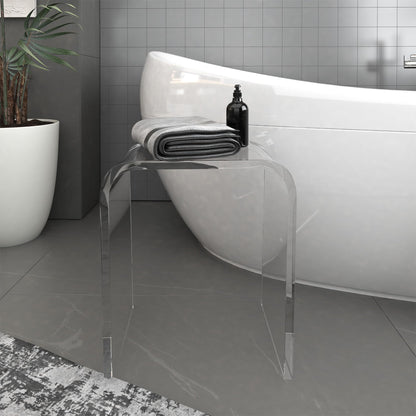 Acrylic End Table, Contemporary Square Nightstand and Side Table, Clear Lucite Coffee Table with Waterfall Edges for Small Living Room, Bathroom, Bedroom and Office image 1