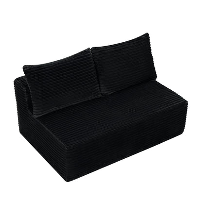 New-58" Cloud Sectional Couch, L-Shape Chaise with R-Shape Chaise with Deep Seat and Comfortable 2 Seater Couch for Modern Living Room,(Plush Fabric),Black image 6
