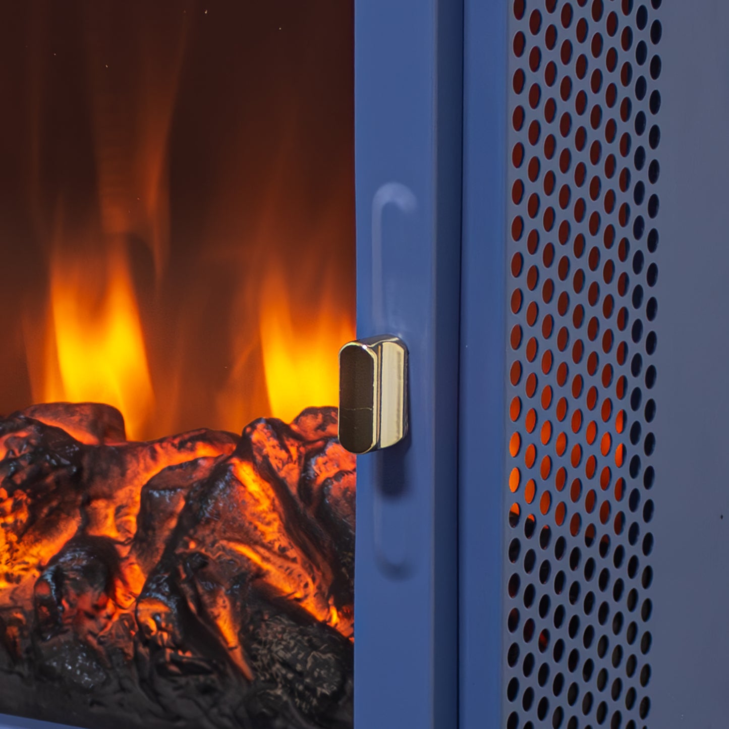 18 inch Freestanding Electric Fireplace Stove heater with 3D Flame effect,Classic Blue image 11