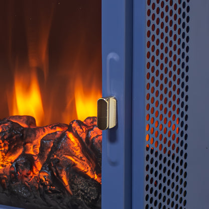 18 inch Freestanding Electric Fireplace Stove heater with 3D Flame effect,Classic Blue image 11