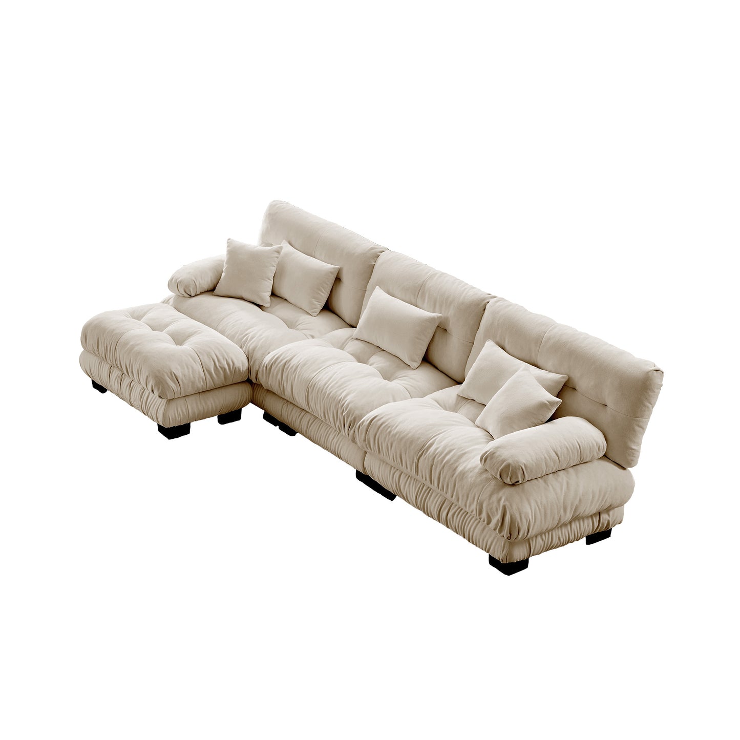 Luxury Modular Sectional Sofa Couch,Oversized L Shaped Cloud Couch for Living Room,Deep Seat Sofa Couch with Convertible Ottoman,Chenille Light coffee image 10