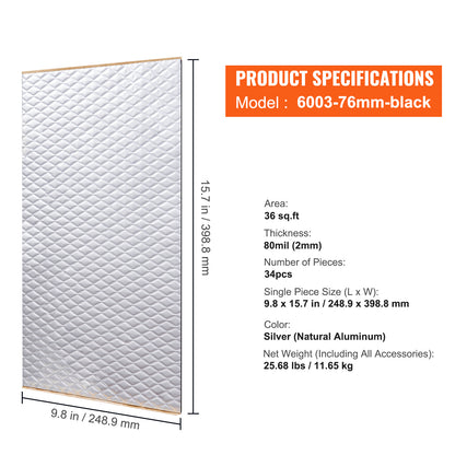 Car Sound Deadening Mat, 80 mil 36 sqft Car Sound Dampening Material, Butyl Automotive Sound Deadener, Noise Insulation and Vibration Dampening Material for Car image 10