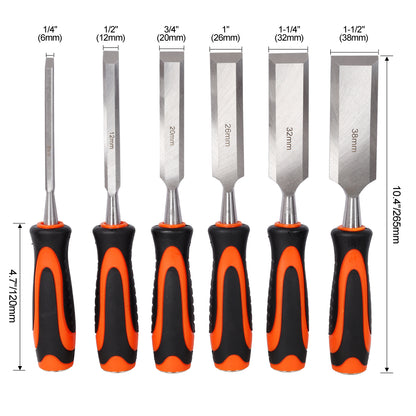 10Pcs Premium Wood Chisel Set – 6 Wood Chisels, 1 Honing Guide, 1 Sharpening Stone & 2 Carpenter Pencils,45# Carbon Steel Blades image 12