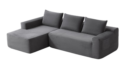 NEW 96.9" Cloud Sectional Couch with U-Shaped Chaise,Modern Modular Sofa with Deep Seat, Upholstered Couches for Living Room Bedroom,No Assembly Required,(Plush Corduroy Fabric),Grey-Blue-Left image 5