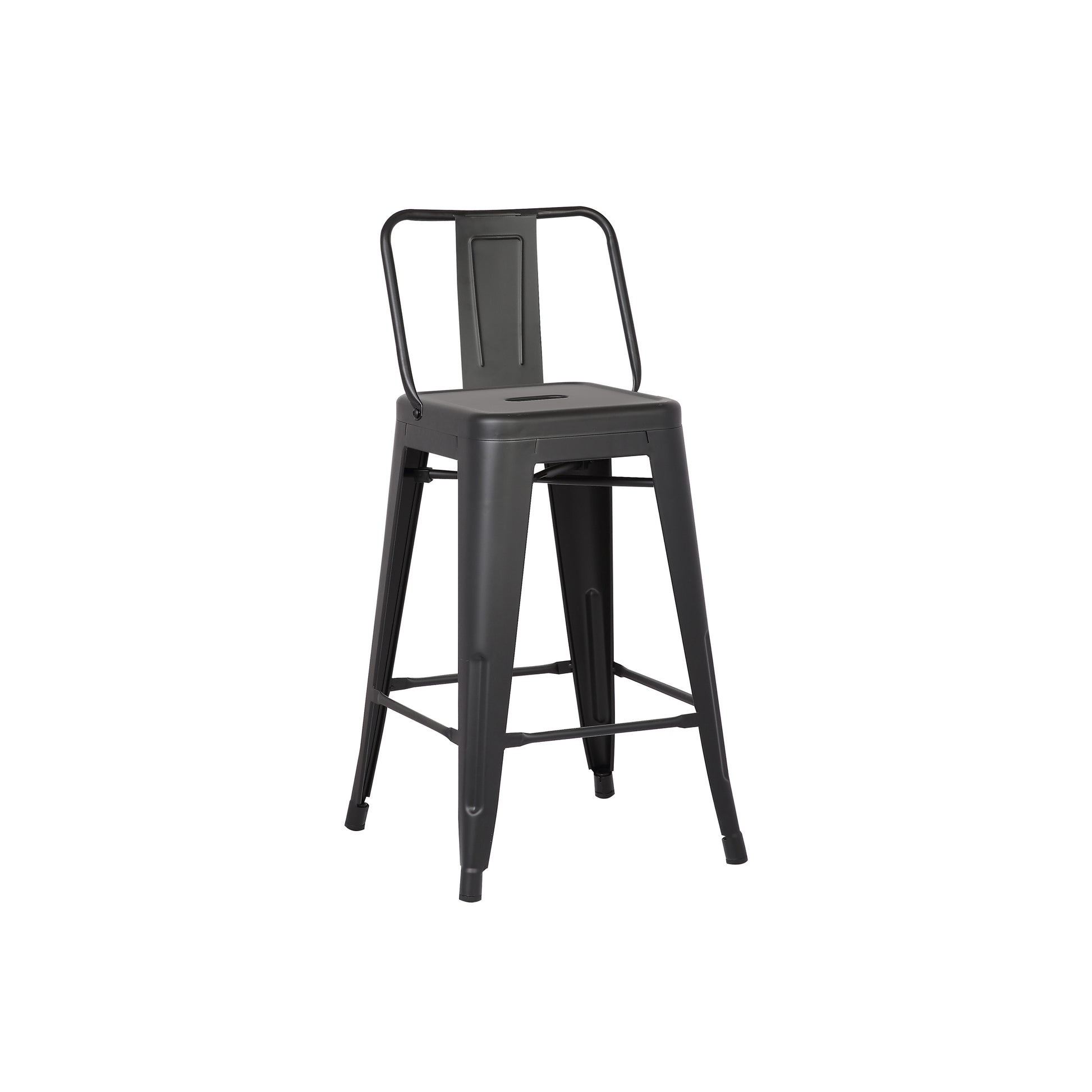 24"Metal Barstool,Country Rustic Style with Back, Kitchen Counter Bar Stool, Lightweight & Sturdy Build, Set of 4 -Matte Black image 6