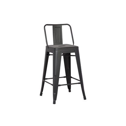 24"Metal Barstool,Country Rustic Style with Back, Kitchen Counter Bar Stool, Lightweight & Sturdy Build, Set of 4 -Matte Black image 6