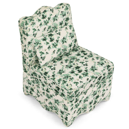 Flannel single dining chair with soft seat cushion and backrest, no armrests, matching pillow can be used as waist cushion, this dining chair can be used in the living room - GREEN image 9