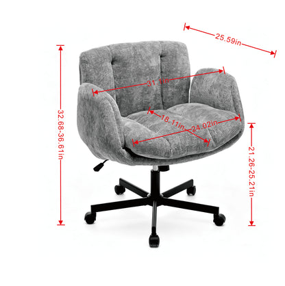 Modern Chenille Swivel Office Chair, Height Adjustable Task Chair with Convertible Multi-Position Armrests, Comfy Double Cushioned Desk Chair for Home, Study,Vanity & Living Room, Blush Pink,SW5028PK image 11