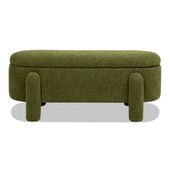 Hugo 49" Oval Fully Upholstered Storage Bench, Moss Green Boucle