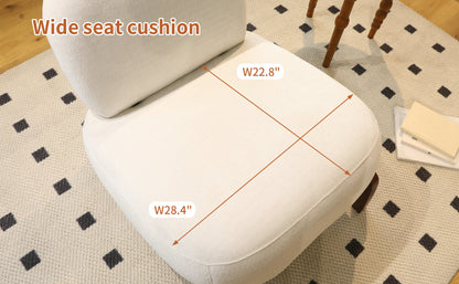 Cute Accent Chair with Solid Wood Legs, Living Room Chair with Soft Fabric Cushion, Cozy Bedroom Chair, Comfy Armless Reading Chair for Apartment, Waiting Room, Balcony,Set of 2 (White) image 4
