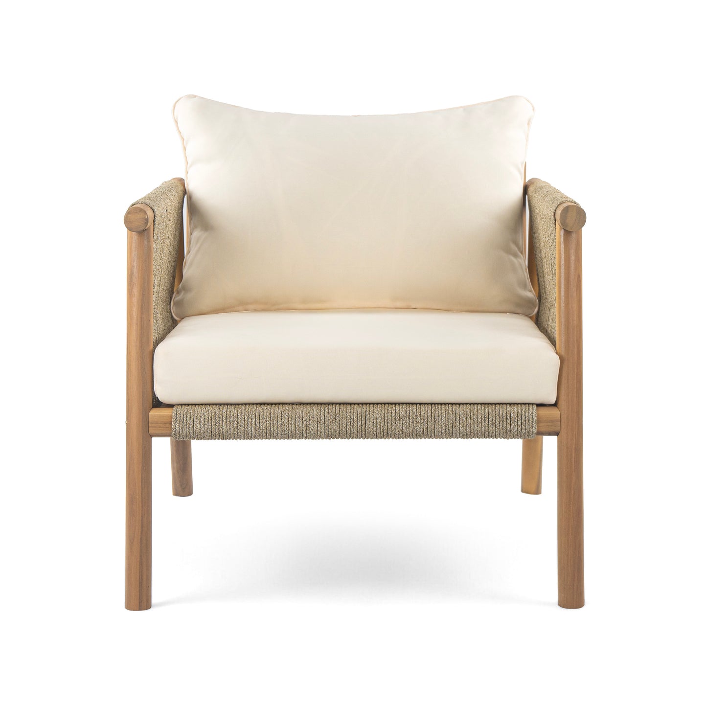 28" Modern Outdoor Woven Lounge Chair with Solid Wood Frame and Comfortable Polyester Cushions, Perfect for Patio, Garden, or Balcony image 2